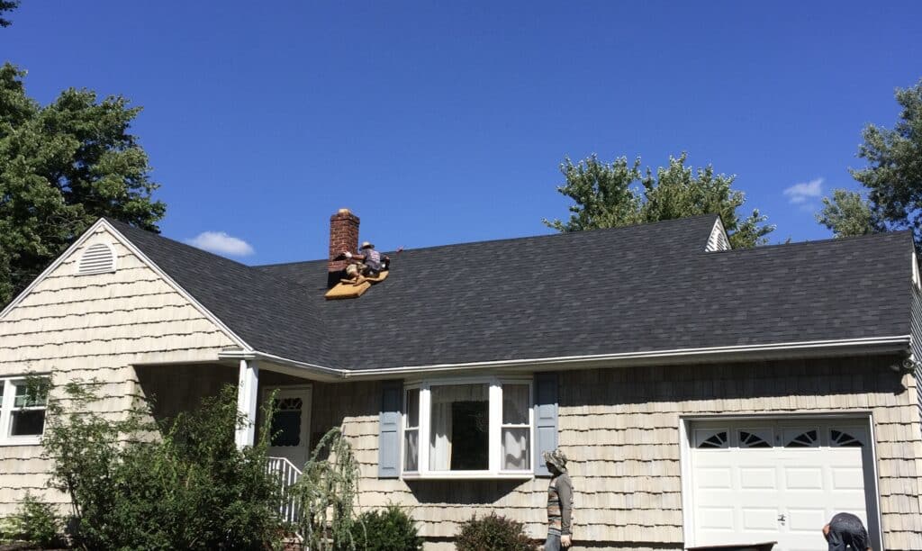 Expert Somerset New Jersey Roof Repair Service Roofer Installing Chimney Flashing