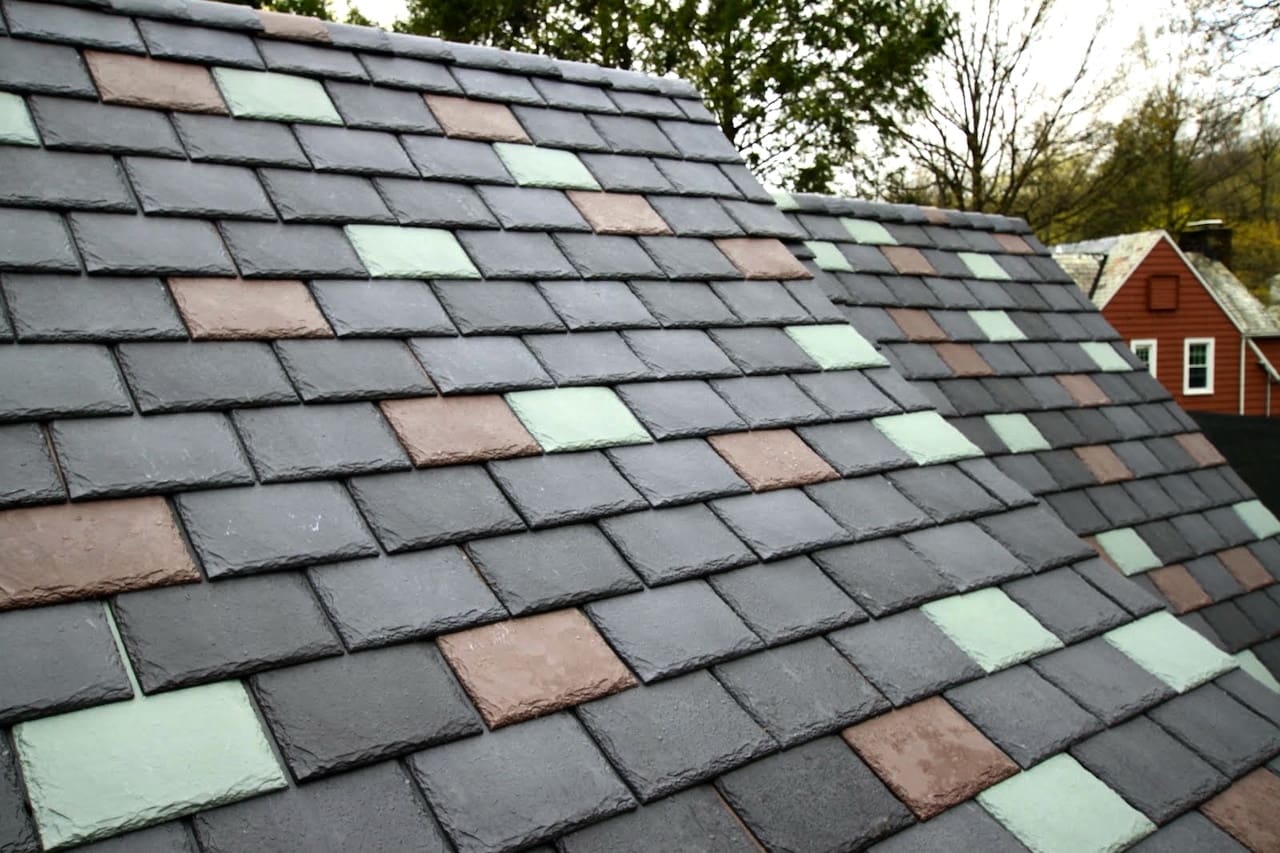 Composite Synthetic Slate Tile Roof Installation Slate Tile Roofing