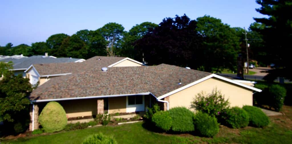 Exquisite Roofers of East Brunswick Nj Arial View of a House with a Vibrant Colored Roof