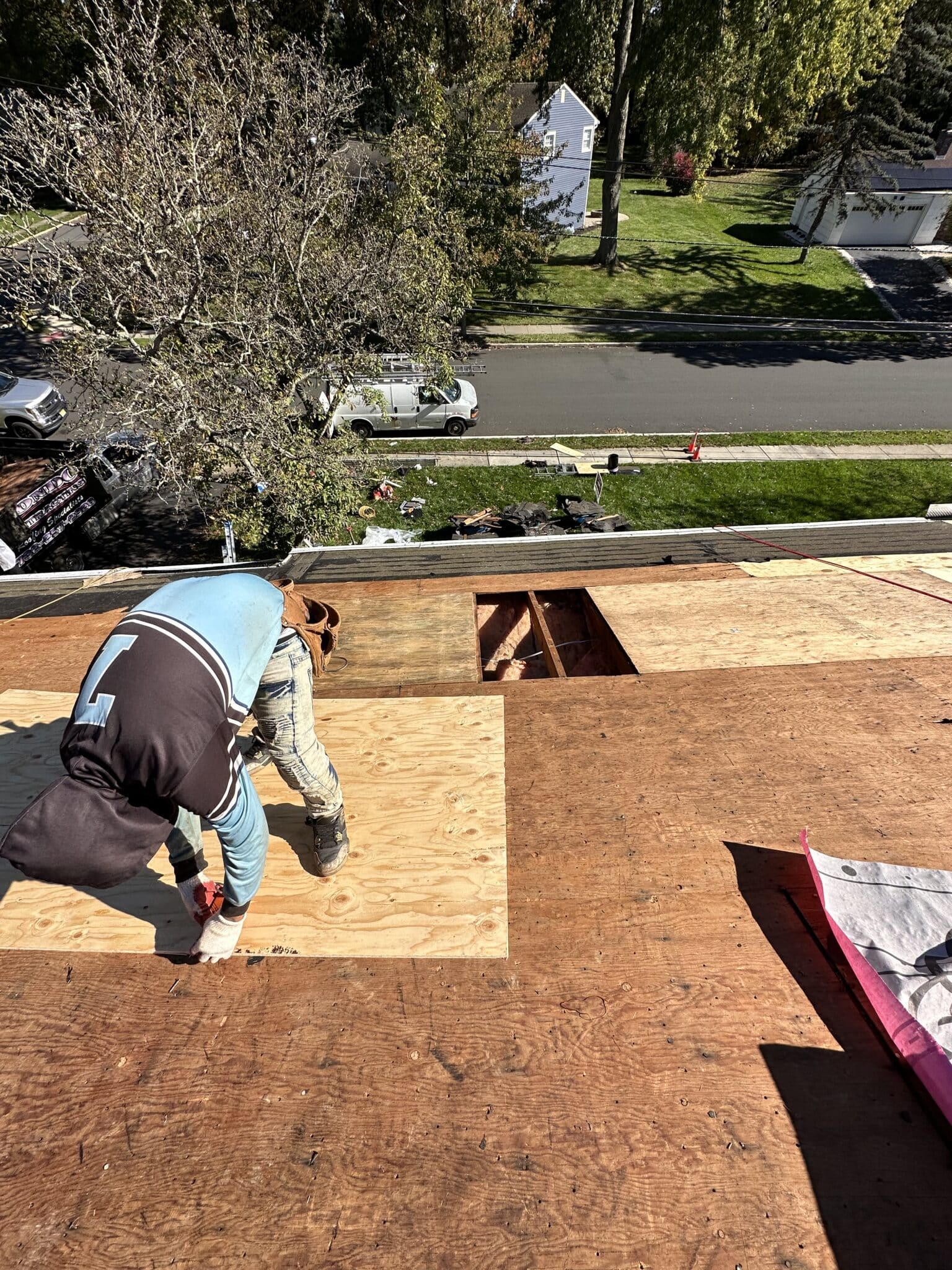 Installing New Plywood Decking on New Jersey Roof Replacement Installing New Plywood Decking